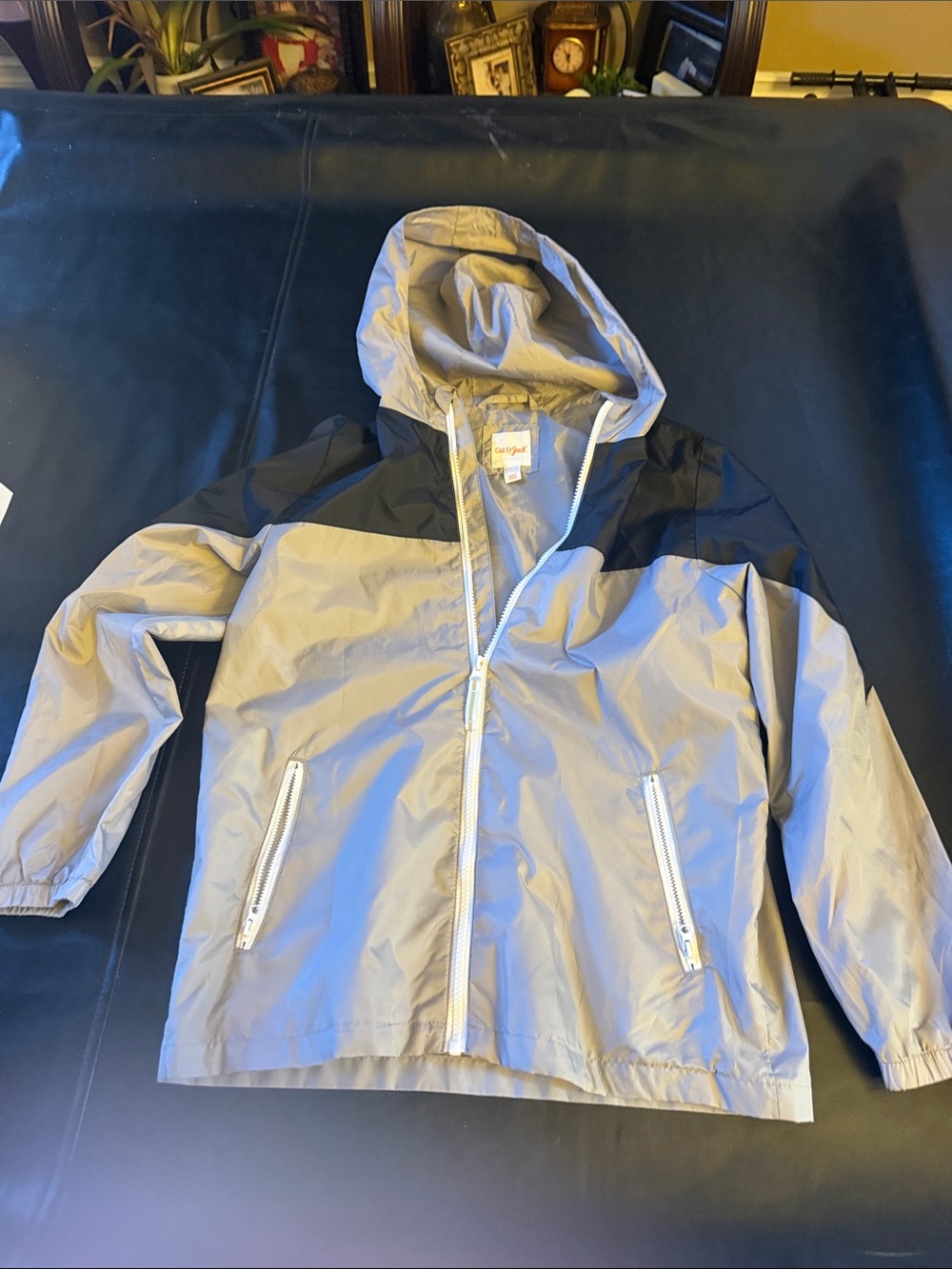 Cat & Jack Hooded Windbreaker Jacket - Gray/Black